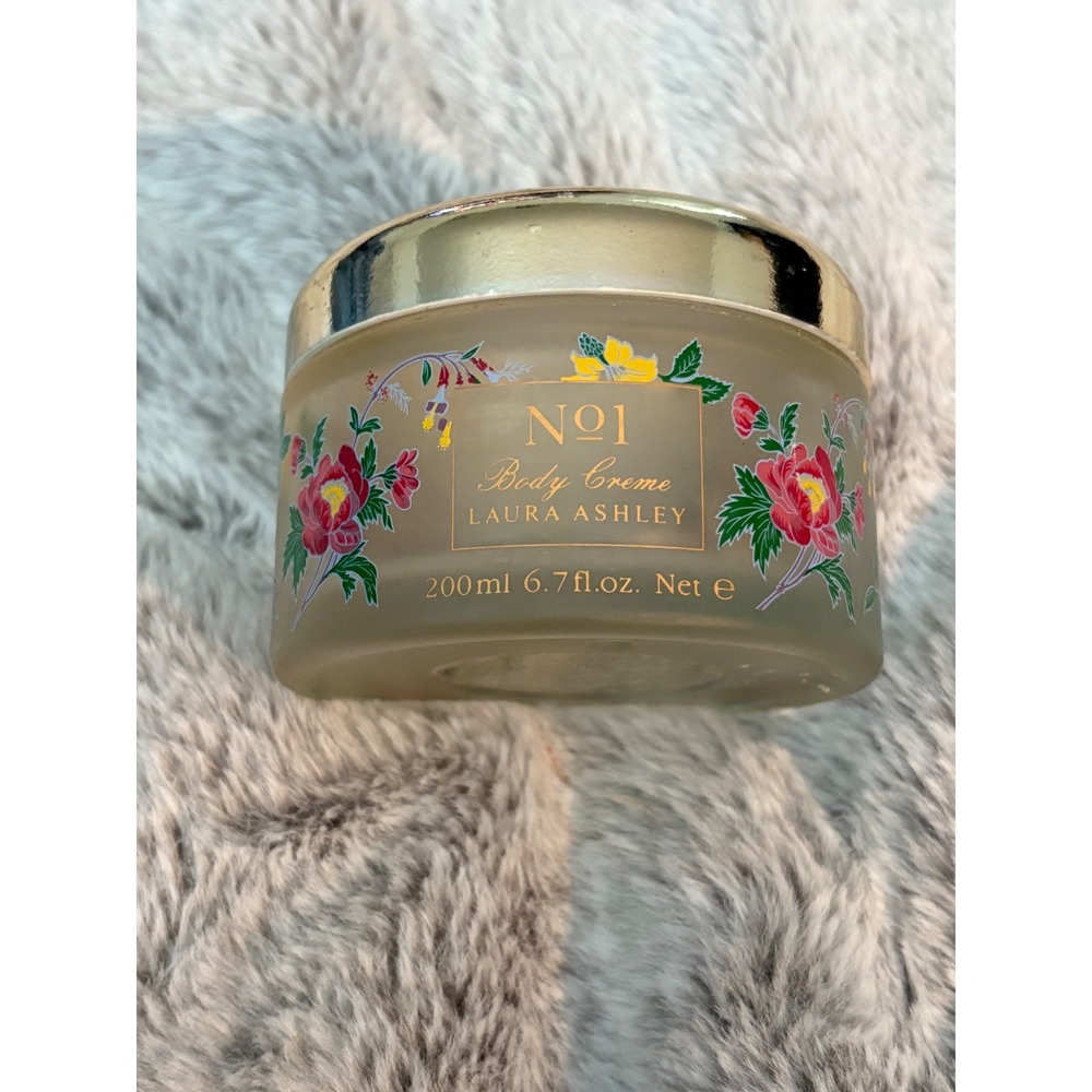 Laura Ashley No 1 Body Creme 200ml 6.7oz Glass Jar Floral Gold Lid (NO LOTION)